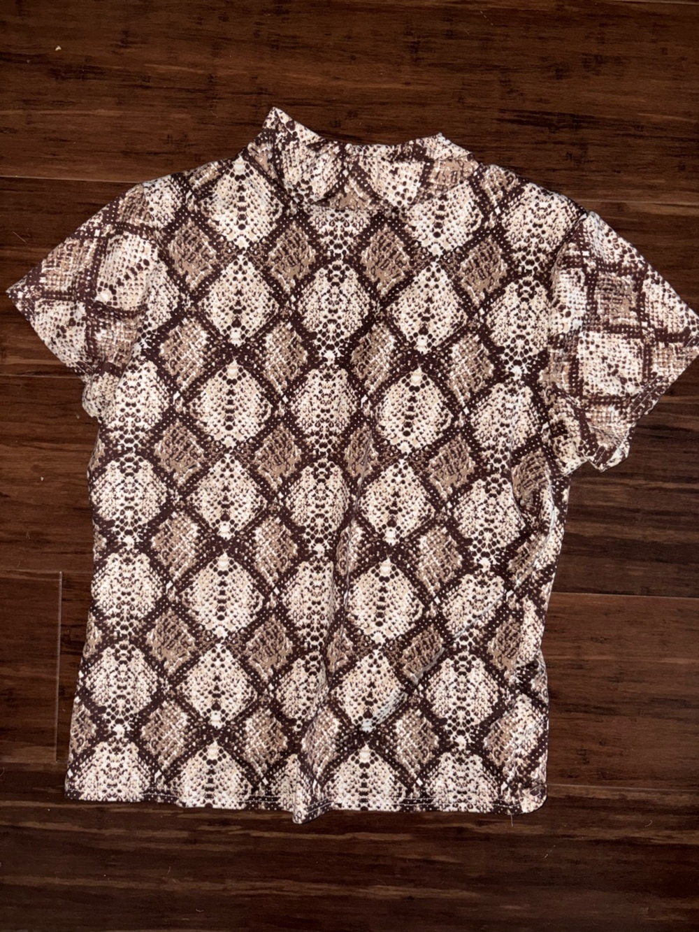 Brown and Cream Snake-Print Tee